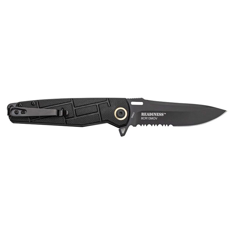 Elite Tactical Black Pocket Knife | Serrated, , large image number 2